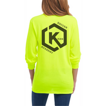 Load image into Gallery viewer, Khan Soccer Academy - Pocket Logo Safety Yellow Long Sleeve
