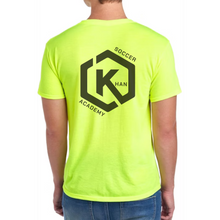 Load image into Gallery viewer, Khan Soccer Academy - Pocket Logo Safety Yellow Tshirt