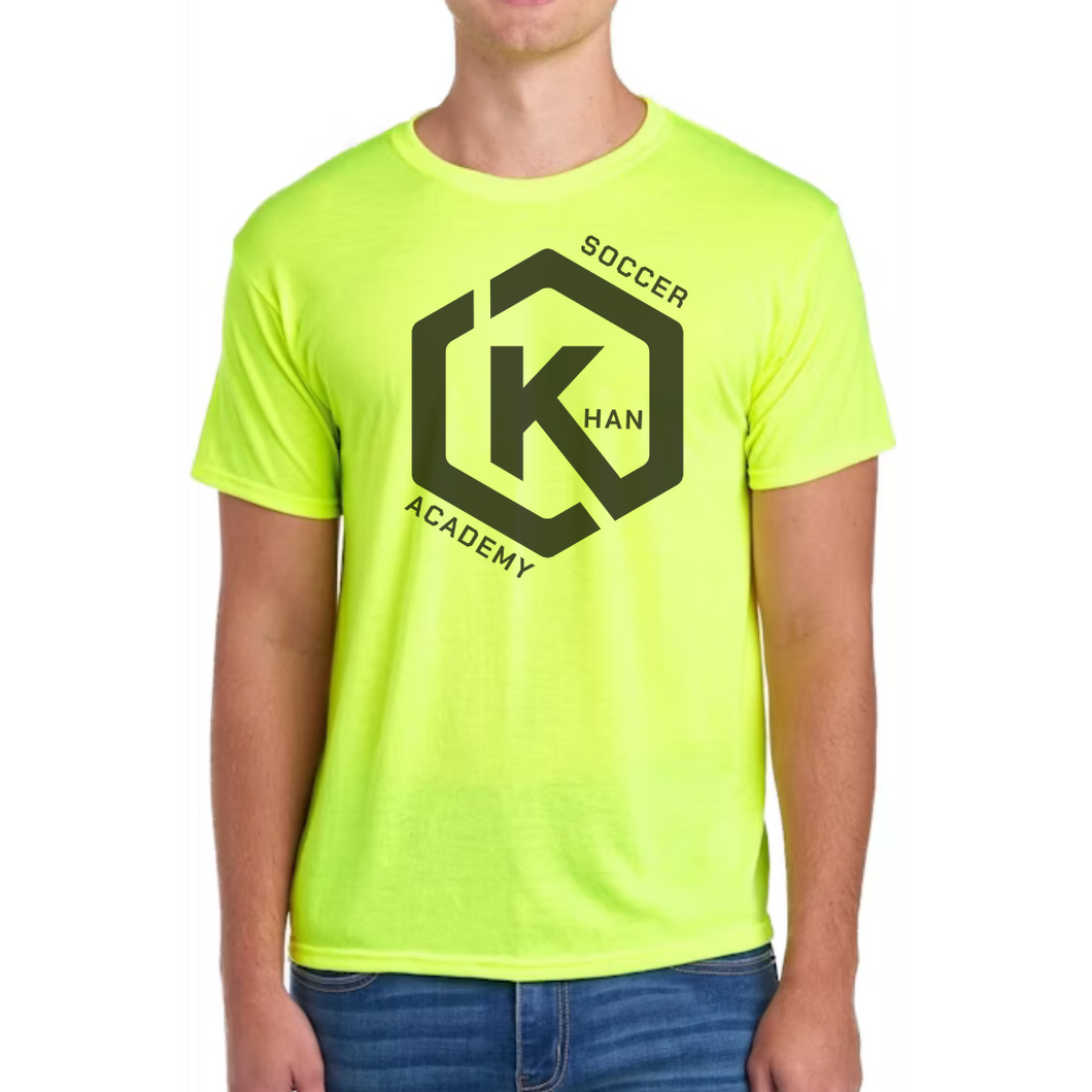 Khan Soccer Academy - YOUTH Large Logo Safety Yellow Tshirt