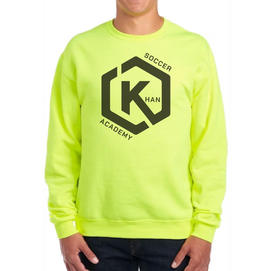 Khan Soccer Academy - Large Logo Safety Yellow Sweatshirt