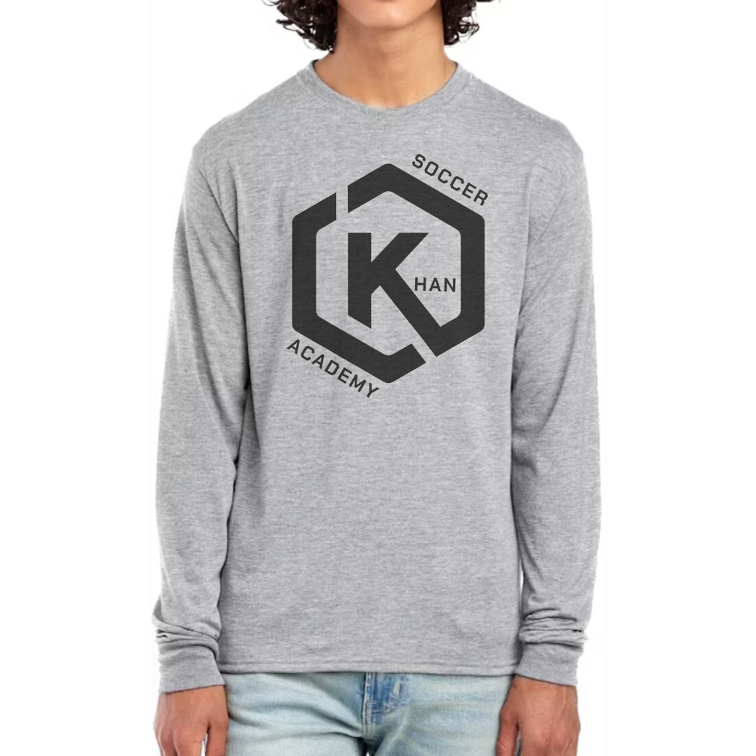Khan Soccer Academy - YOUTH Large Logo Gray Long Sleeve
