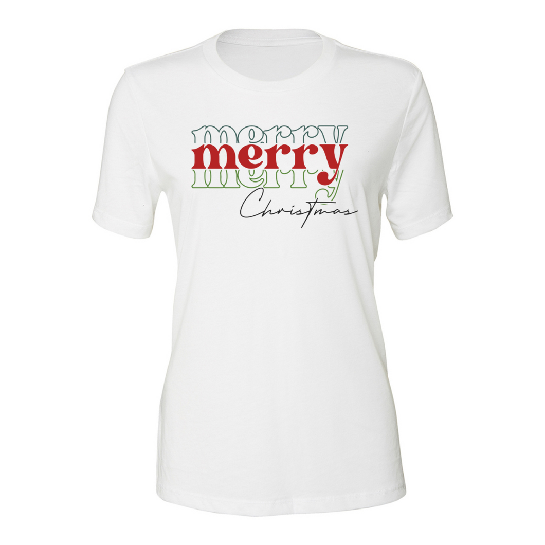 Merry Merry Merry Christmas Shirt - Multi