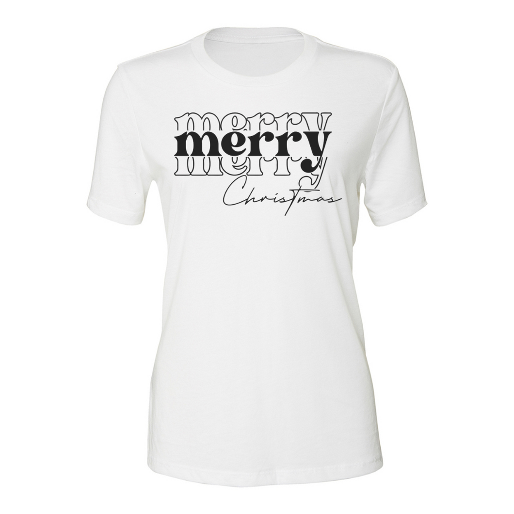 Merry Merry Merry Christmas Shirt - Black